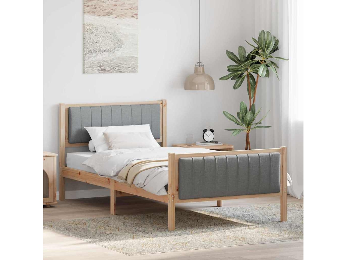 Vidaxl Estrutura Da Cama Marrom E Cinza Claro 100 X 200 Cm