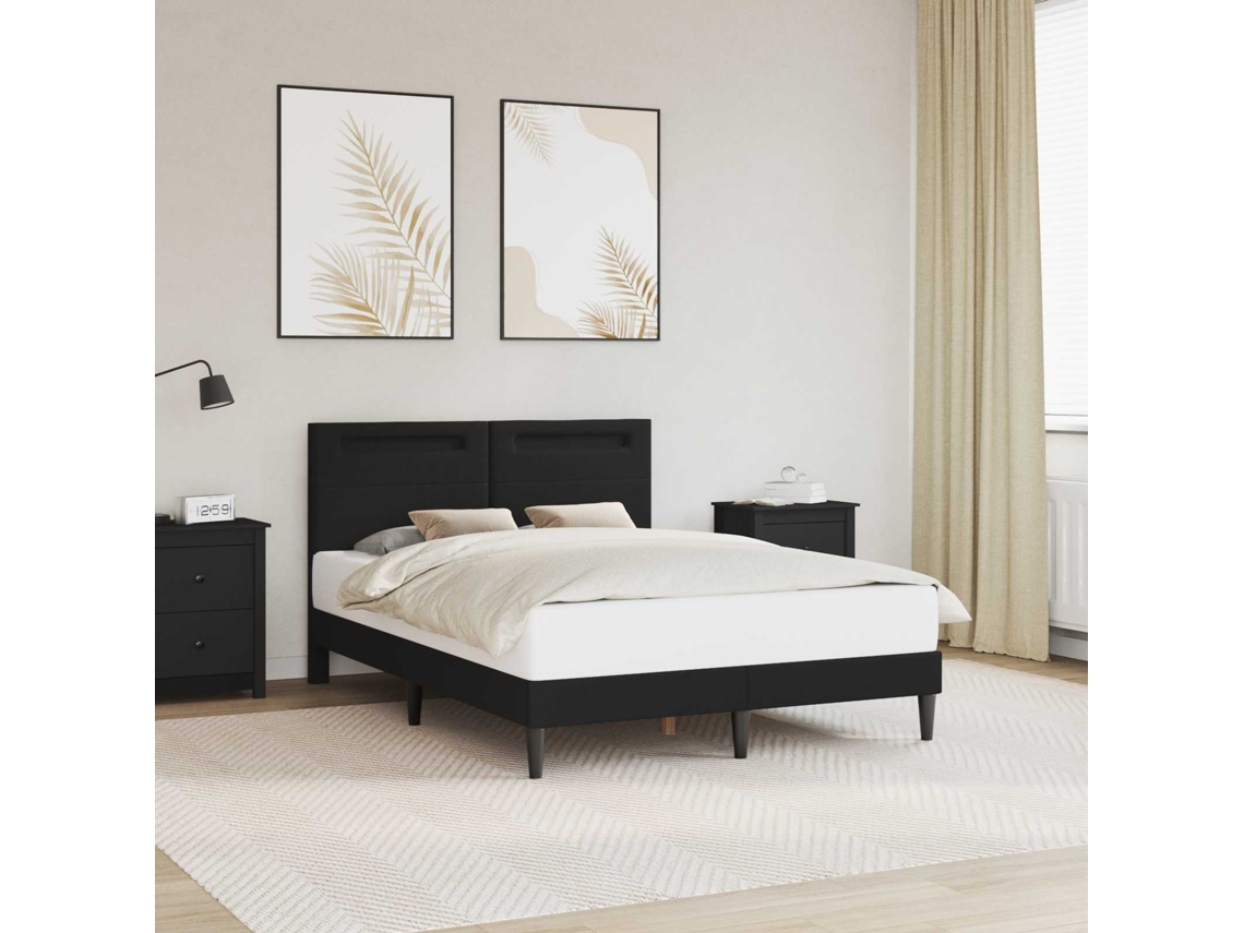 Vidaxl Estrutura da Cama Preto 140 X 190 Cm Couro Sintético