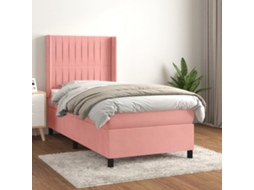 Vidaxl Cama Com Molas/colchão 90x200 Cm Veludo Rosa