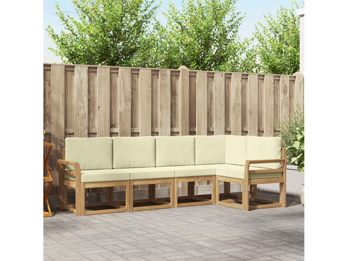 Vidaxl Conjunto De Sofás Para Exterior 5 Unid. Branco E Creme