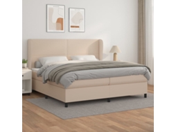 Vidaxl Cama Com Molas/colchão 200x200 Cm Couro Artificial Cappuccino