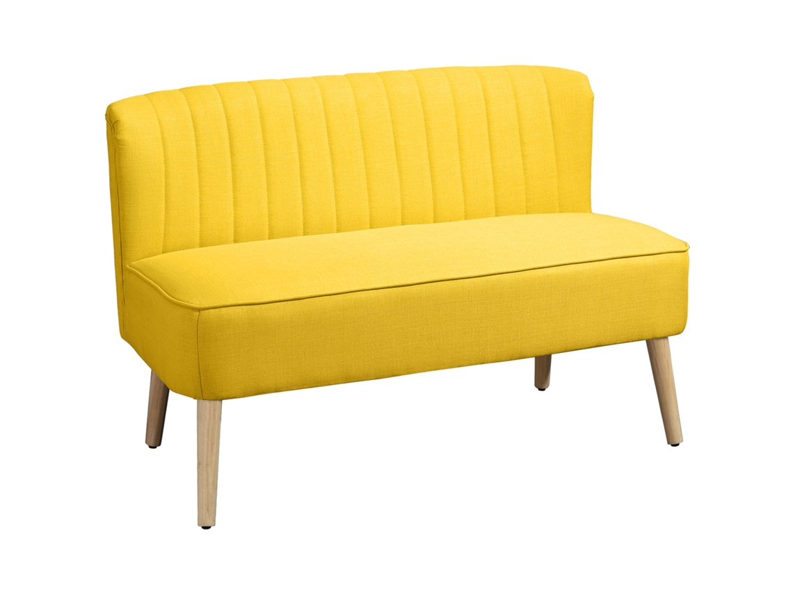 Sofá de Dois Lugares. Acolchoamento Macio. Cobertura Fácil. Até 220 Kg. 117 X 56,5 X 77 Cm. Amarelo Ge