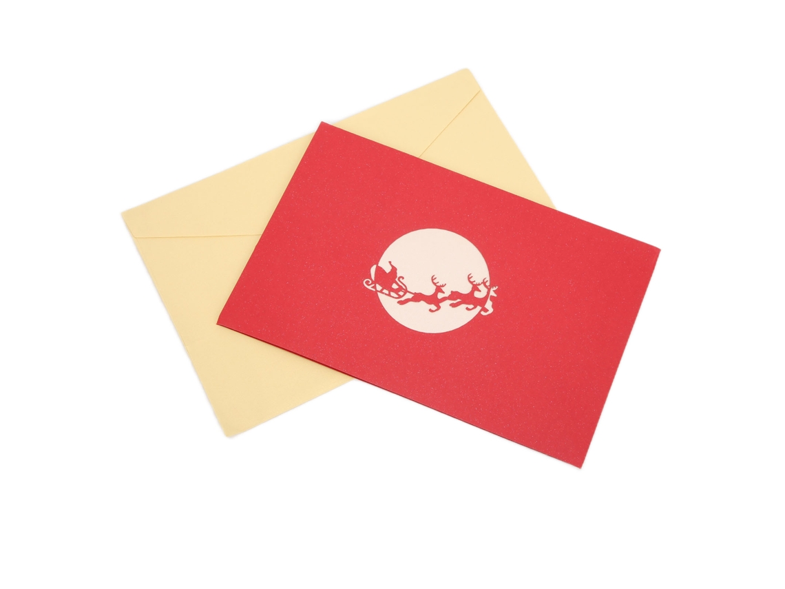 Tarjeta De Natal 3d Com Veado Em Forma De Carro, Papel Decorativo Com Envelope