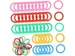 Conjunto Genérico De 120 Argolas Plástico Para Encadernação Nas Cores Vermelho, Amarelo, Azul, Verde E Rosa Fáceis De