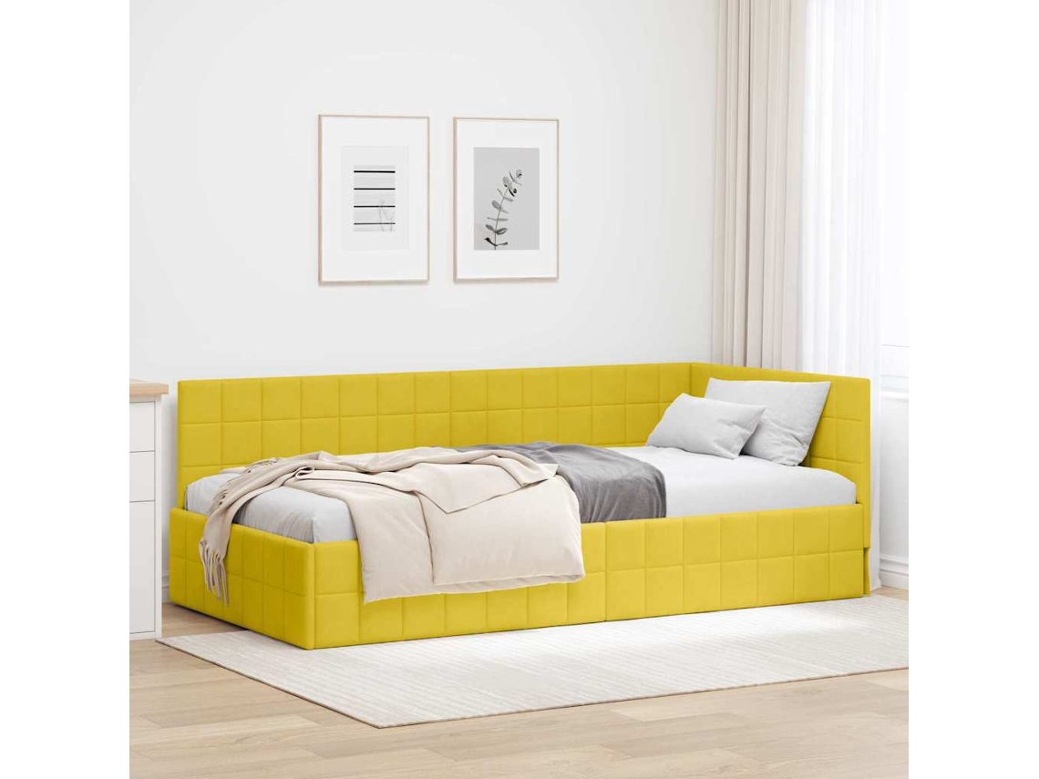Vidaxl Estrutura de Cama de Canto Amarelo 100 Cm X 200 Cm Veludo