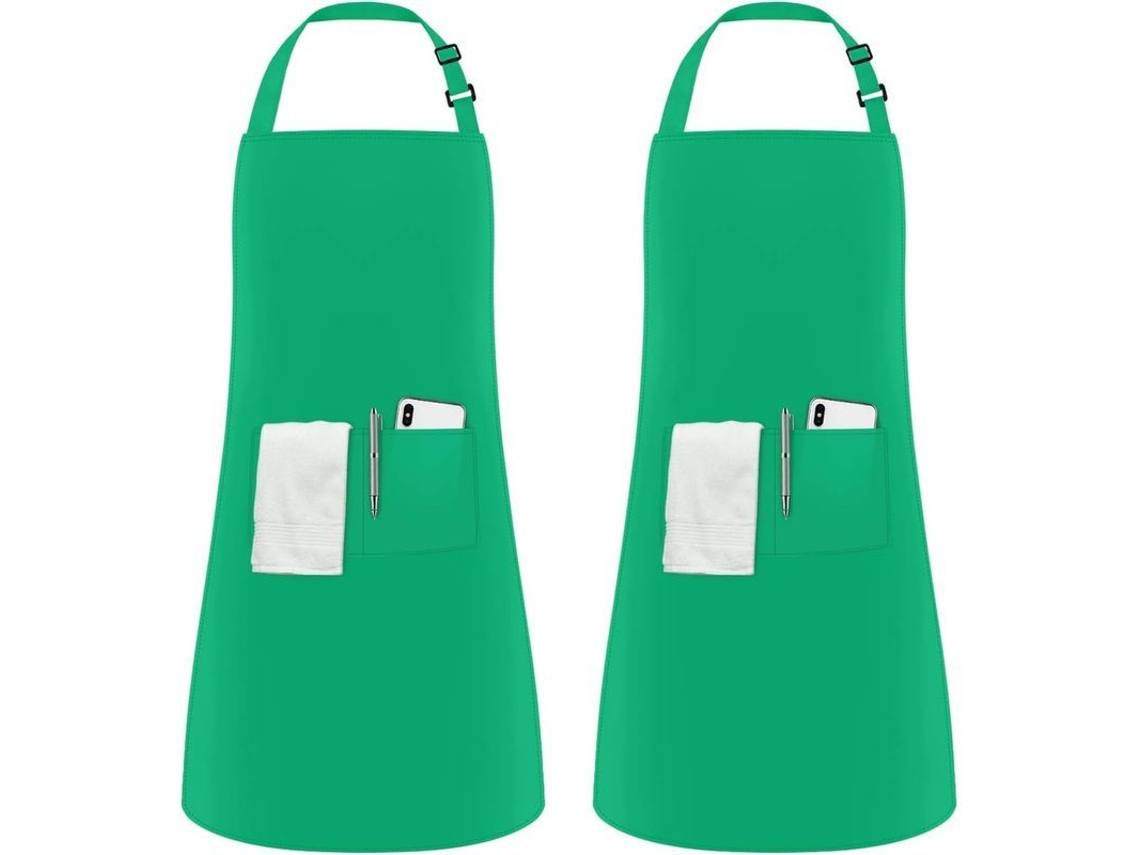 Omni-avental Linjou 2 Unidades Ajustável Com 2 Bolsos Para Cozinha Feito De Poliéster Cor Verde Verde