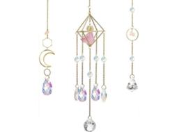 Conjunto De 3 Enfeites De Cristal Para Pendurar, Com Prismas, Arco-íris E Lua, Ideais Para Decoração De Casamentos E Festas.