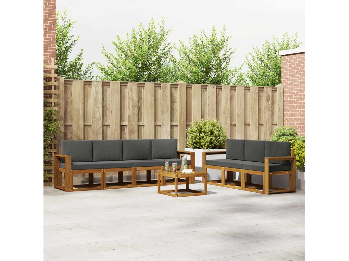 Vidaxl Conjunto De Sofás Para Exterior 8 Unid. Natural E Antracite