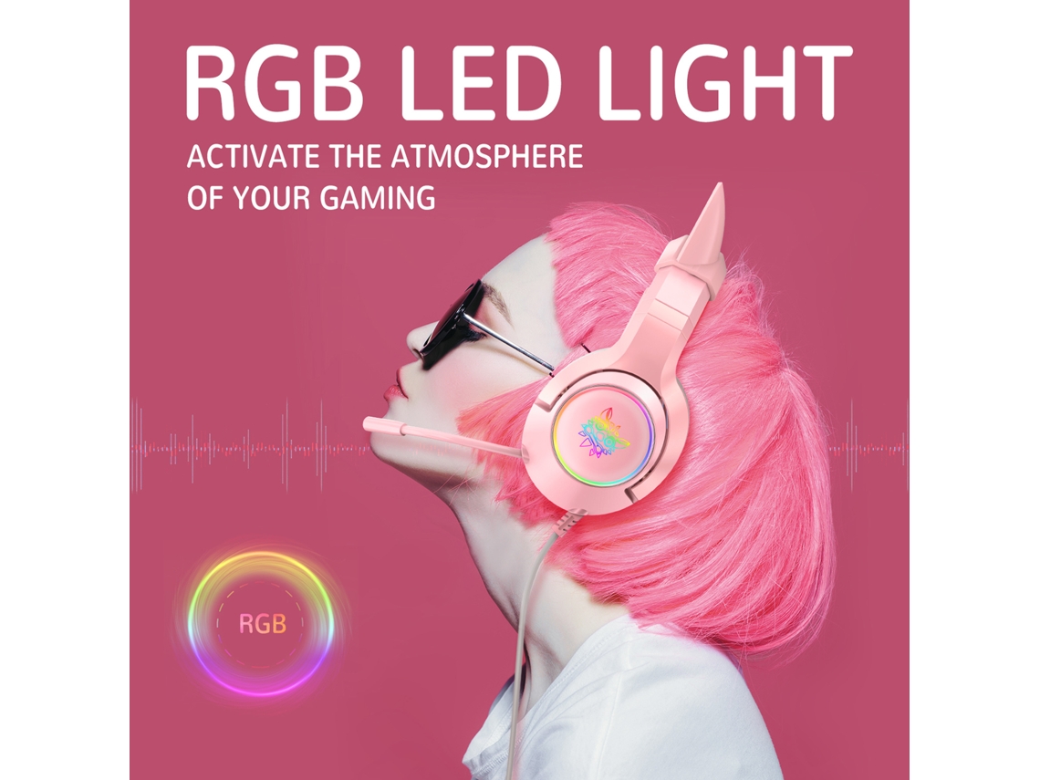 Aetheria fone de Ouvido Gamer Onikuma K9 com Orelhas de Gato Removíveis Rgb Microfone Cancelamento de Ruído