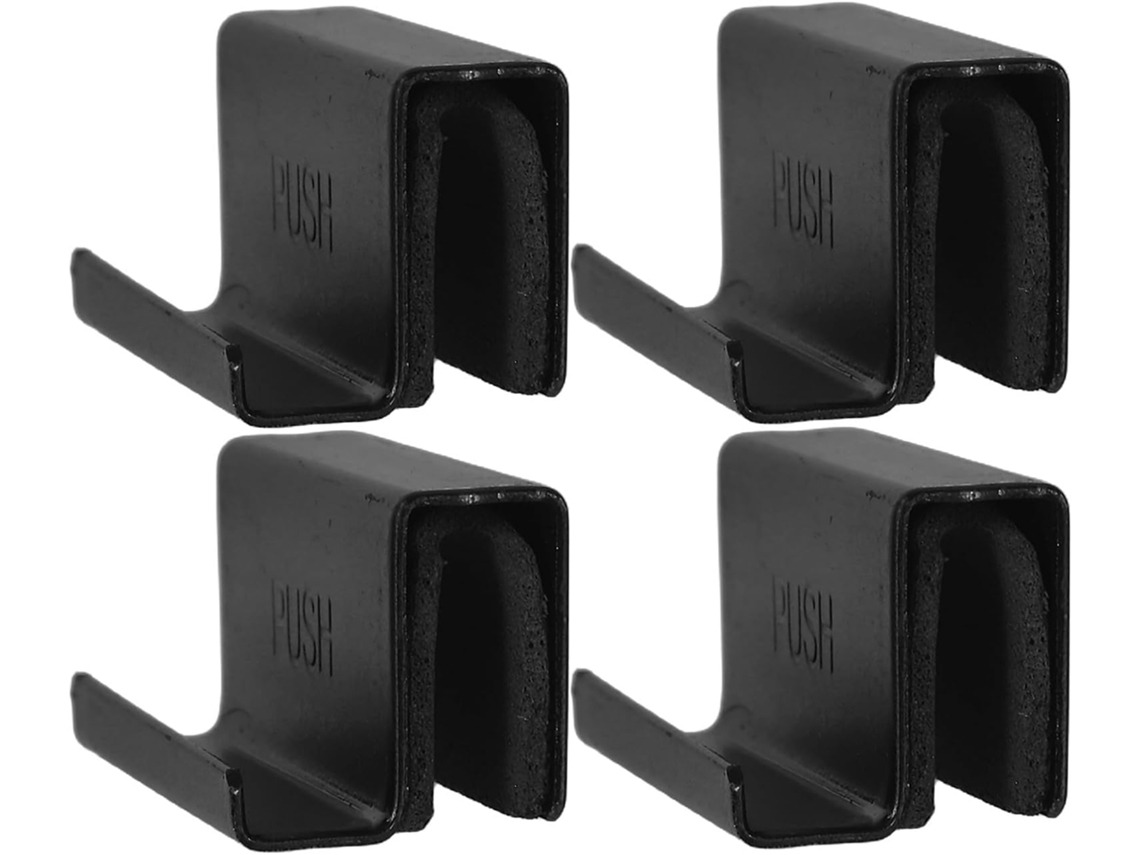 Conjunto De 4 Puxadores Porta Vidro Pretos Com Grampo Para Painéis 4a 6mm Espessura
