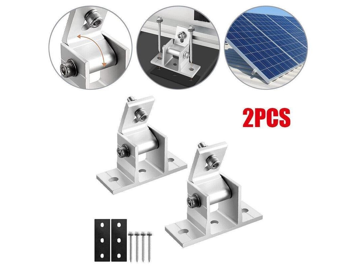 2 Peças Suporte Ajustável De Painel Solar Para Telhado Plano De Latão Ângulo 15-30° Instalação Rápida