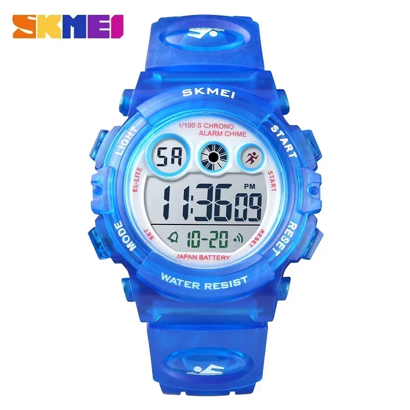Relógio Infantil Elegante e À Prova D'água para Meninos e Meninas, Relógio Digital Led, Despertador, Data MDUG (relógio Azul Escuro)