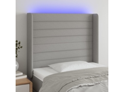 Vidaxl Cabeceira Cama C/ Luzes Led Tecido 103x16x118/128cm Cinza-claro