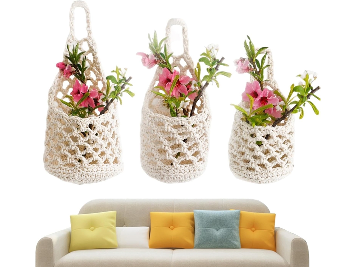 Suporte para Plantas Estilo Boho Decorativo Cestos para Plantas de Exterior para Cozinha, Banheiro, Sala de Estar, CHABERLU