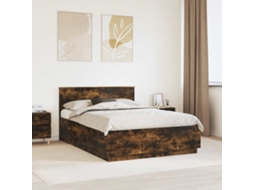 Vidaxl Estrutura Da Cama Com Fitas Led Carvalho Defumado 140 X 200 Cm