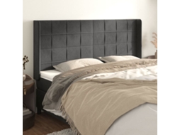 Vidaxl Cabeceira Cama C/ Abas Veludo 163x16x118/128 Cm Cinzento-escuro