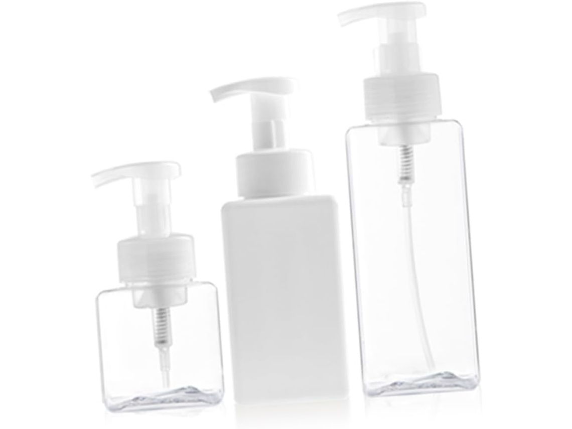 De 3 Frascos Recarregáveis Transparentes Com Bomba Dosadora Para Sabonete Líquido, Em Embalagens Individuais.