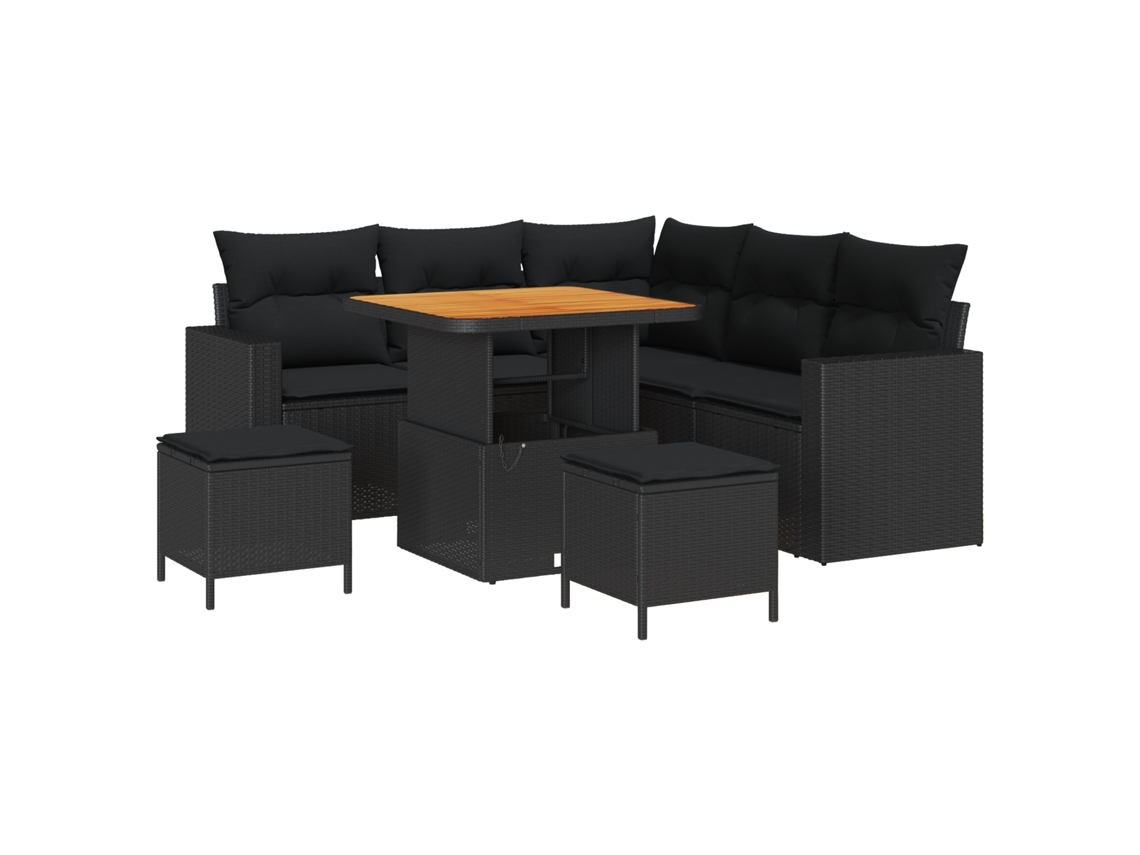 Conjunto 8 Sofá Exterior Vidaxl Preto Vime Pe (80 X 80 X 71 Cm)