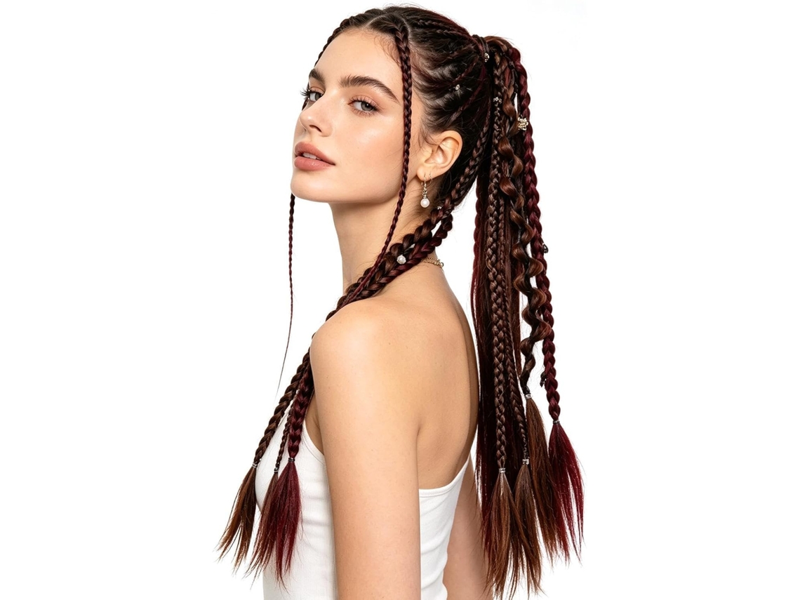 Extensão de Cabelo Trançado, 4 Fios de Dreadlocks Boêmio