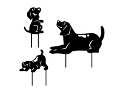Decoração Jardim Silhueta Cachorro 3 Peças