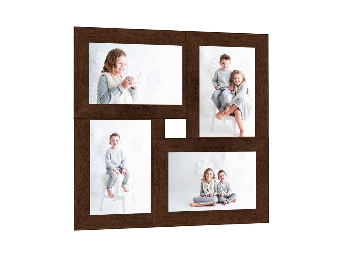 Vidaxl Moldura Para 4x(13x18 Cm) Fotografias Mdf Castanho-escuro