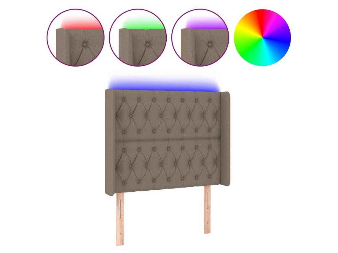 Led Headboard, Led Headboards Vidaxl Cinzento-acastanhado Tecido (103 X 16 X 118/128 Cm)