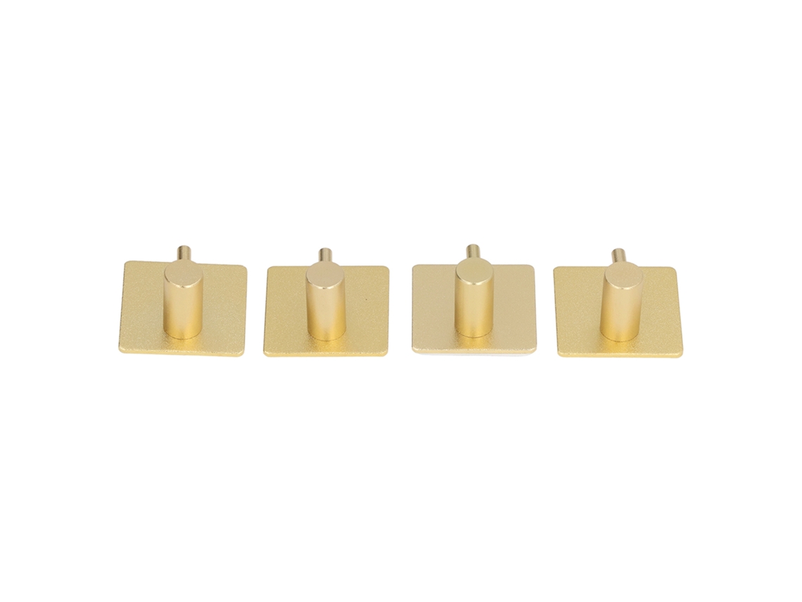 4pcs Gancho de Toalha Alumínio Dourado Autoadesivo Resistente À Água para Parede Banheiro Cozinha