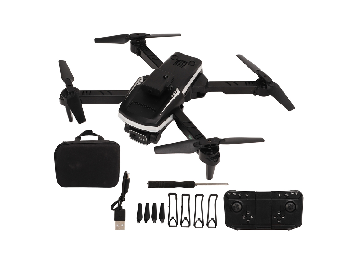 Mali drone Plegable com Câmera 4k Wifi Luz Led 50x Zoom Evasão de Obstáculos Controle Remoto Quadricóptero Preto