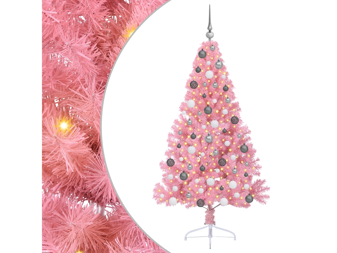 Conjunto 1 Decoração De Árvore De Natal Vidaxl Rosa Pvc (180 Cm)