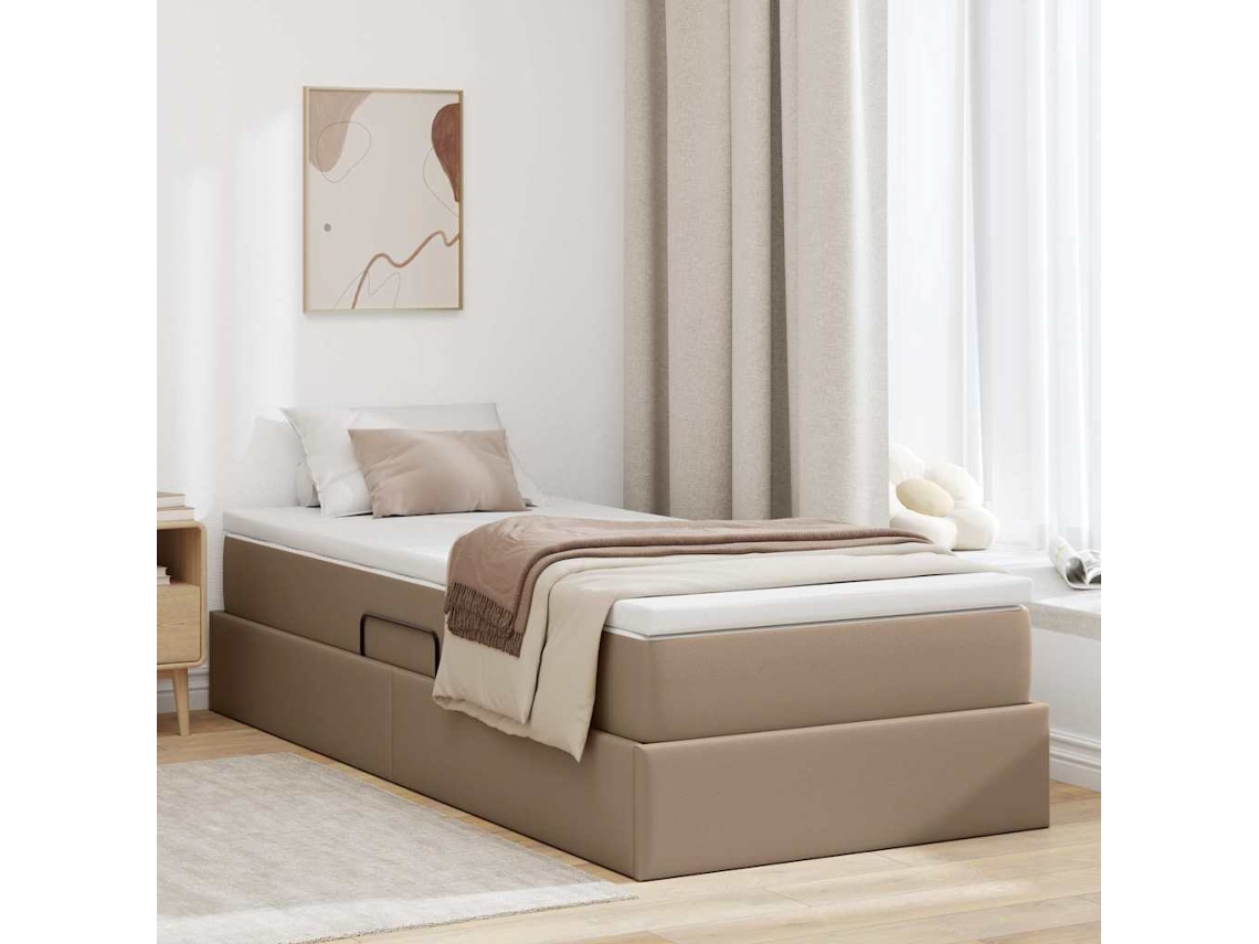 Vidaxl Cama Com Arrumação E Colchão Cappuccino 100 X 200 Cm