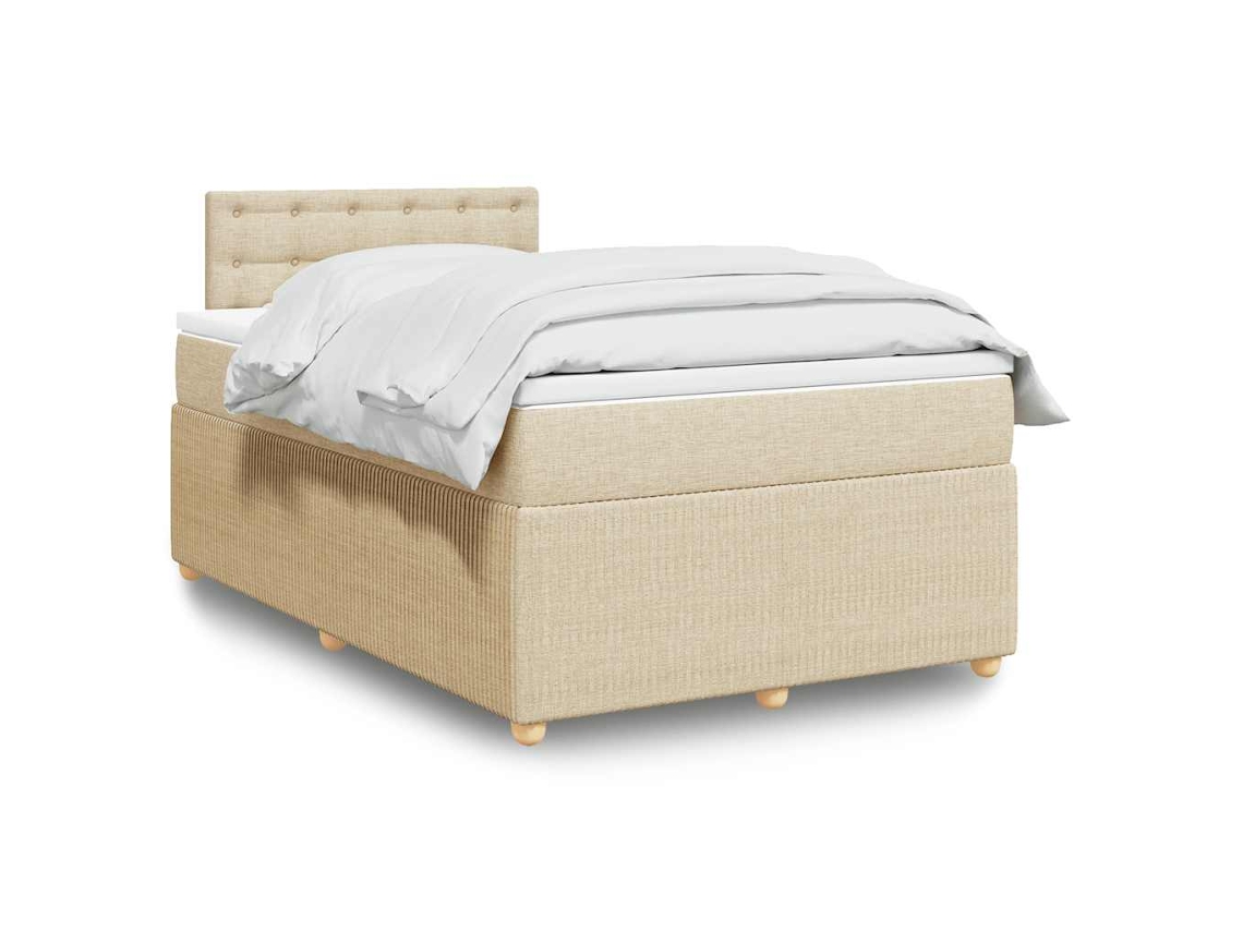 Vidaxl Cama Com Molas/colchão 120x200 Cm Tecido Cor Creme