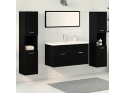Vidaxl Conjunto De Móveis Para Banheiro Com Porta 4 Pcs Carvalho Preto