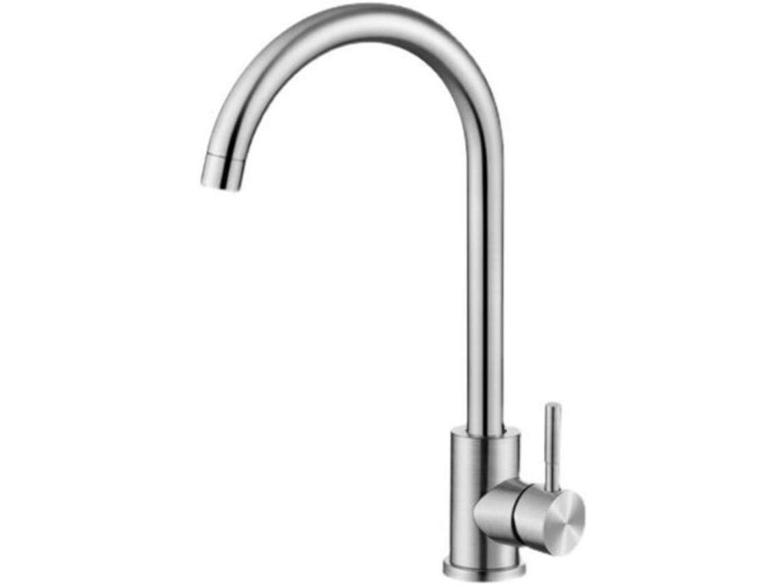 Torneira Misturadora De Cozinha, Misturador De Cozinha Em Aço Inoxidável Com Água Quente E Fria, 355 Mm, Cor Prata