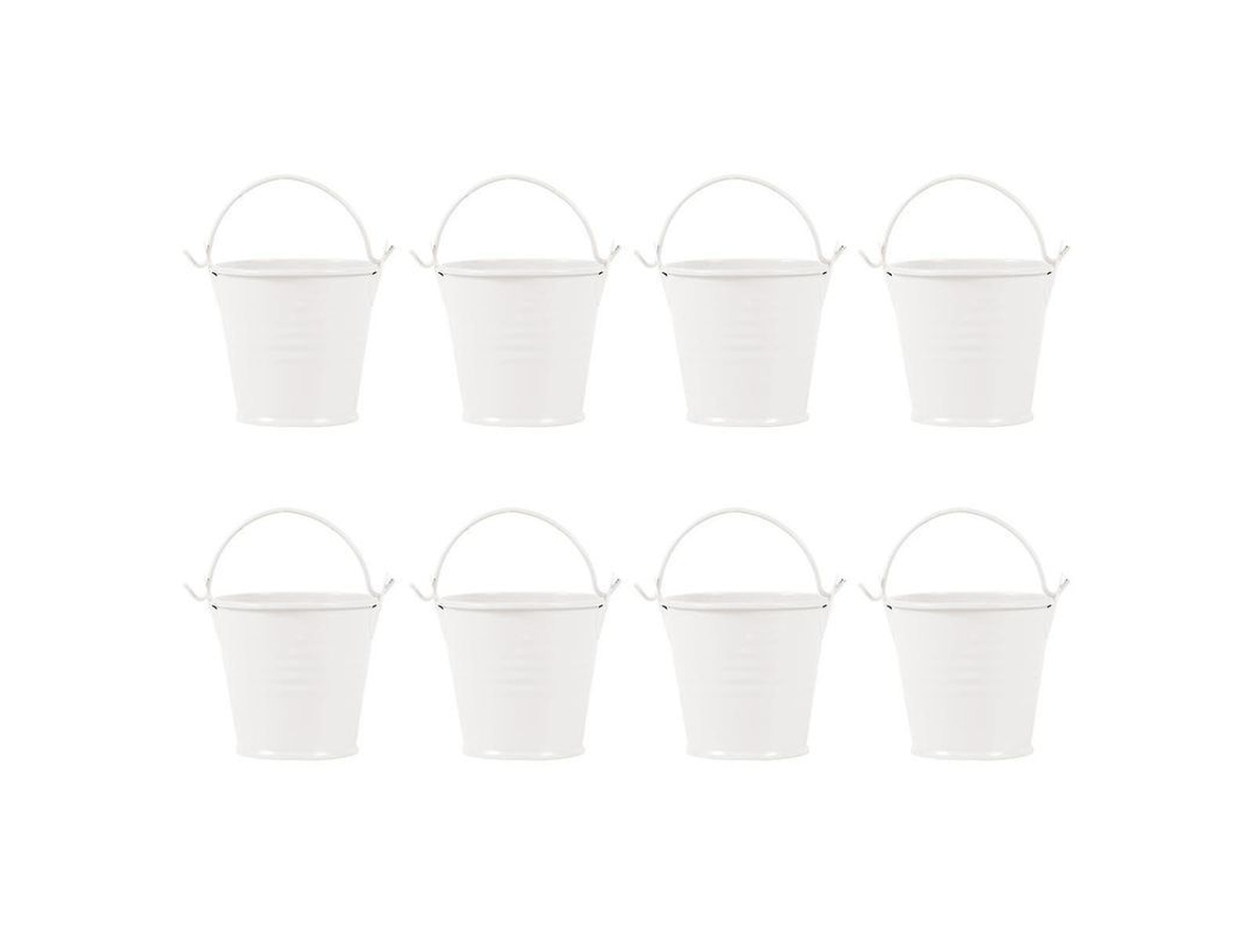 8pcs Baldes De Lata Miniatura Bege Para Plantas Pequenas Decoração Casa Jardim