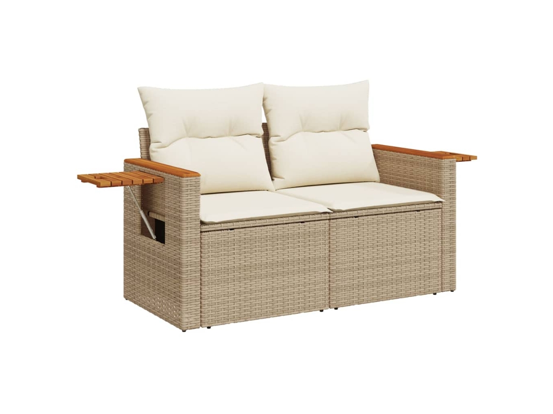 Conjunto 1 Sofá De Jardim Vidaxl Bege Vime Pe (124 X 62 X 69 Cm)