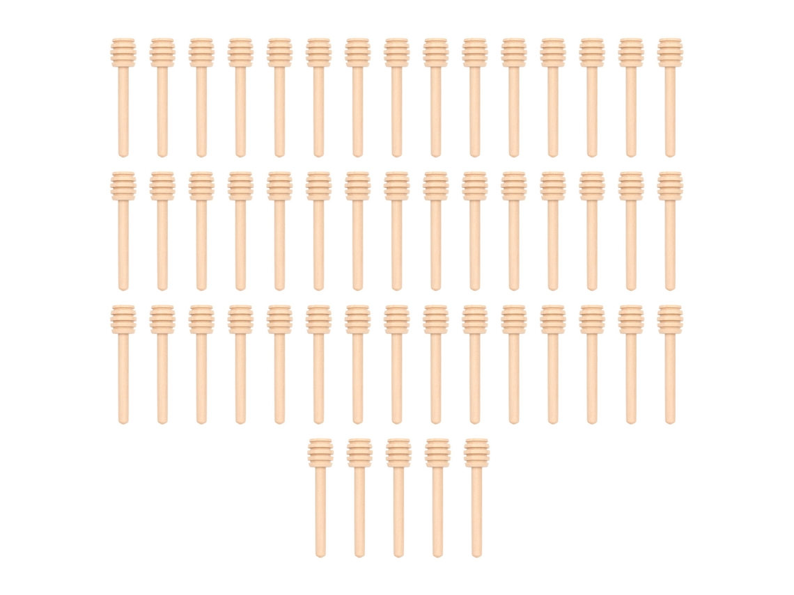 50pcs colherinhos de mel em madeira mini mixer stirrer vassoura para jarro de mel e favor de casamento S/MARCA