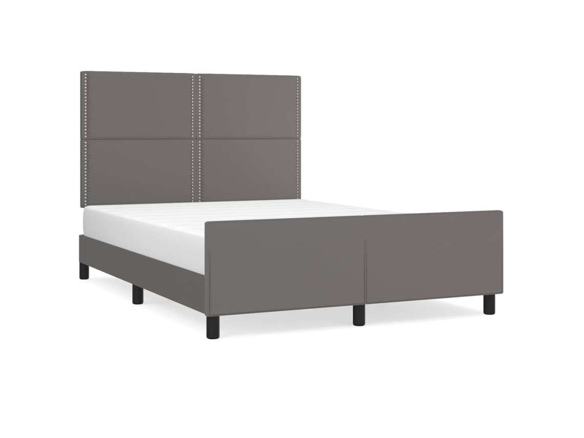 Bed Frame With Headboard, Bed Frames With Headboards Vidaxl Cinzeto Couro Artificial (140 X 190 Cm)