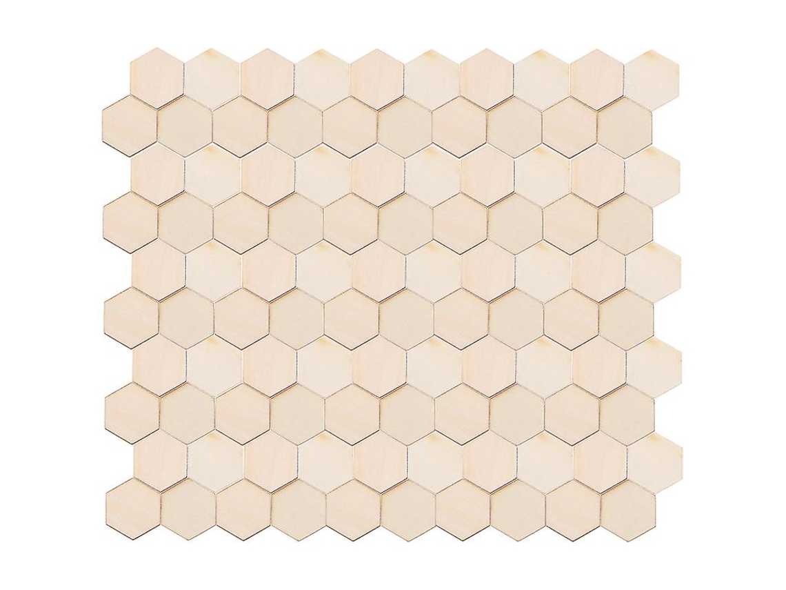 100Pcs Enfeites de Peças Hexagonais de Madeira de Faia ALLINLESS