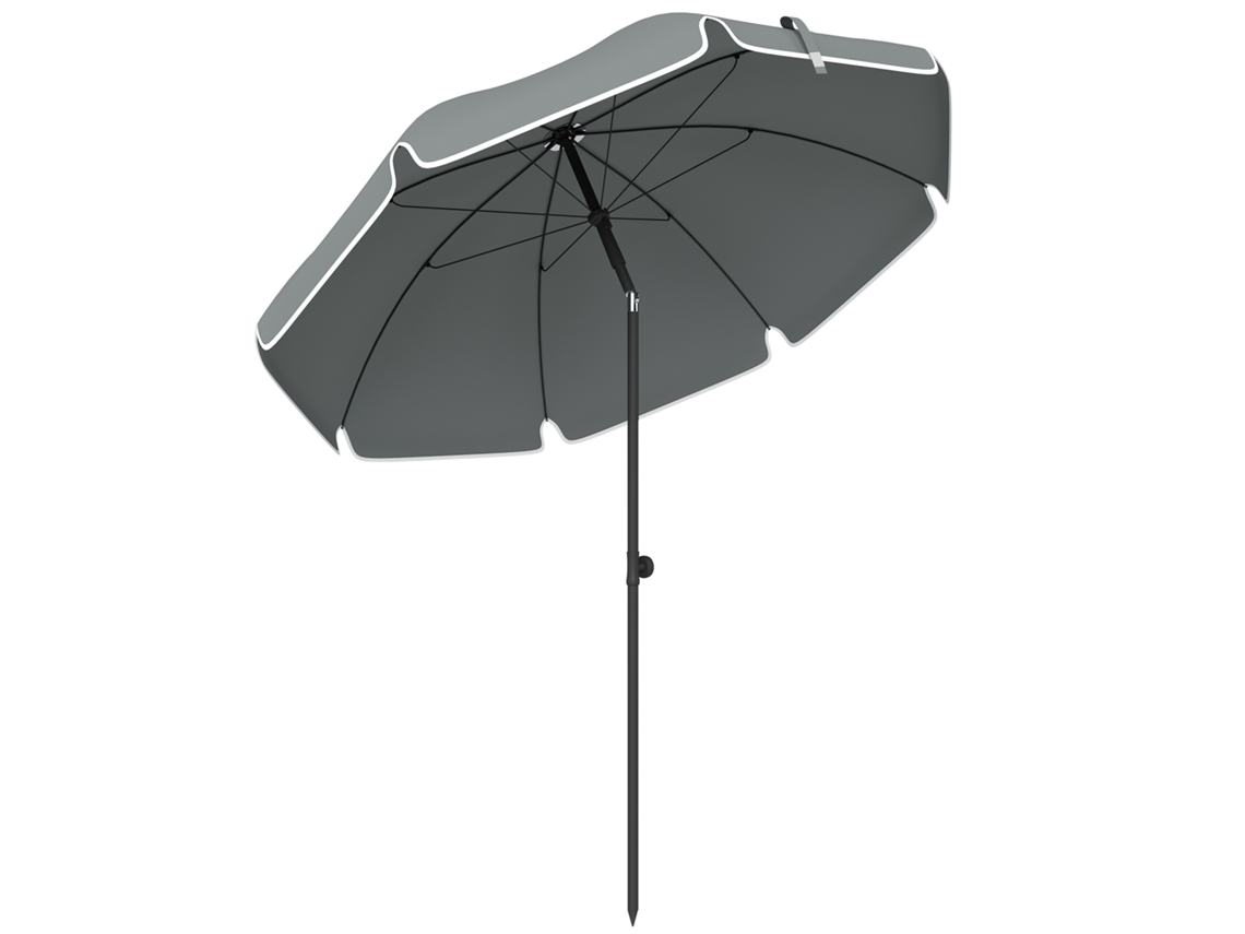 Guarda-sol inclinável com âncora de areia e bolsa de transporte 150x185 cm cinza escuro | S/MARCA