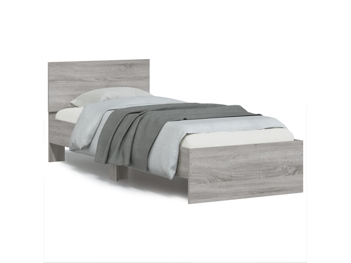 Estrutura de Cama com Cabeceira Derivados Madeira Cinza Sonoma MAISON EXCLUSIVE
