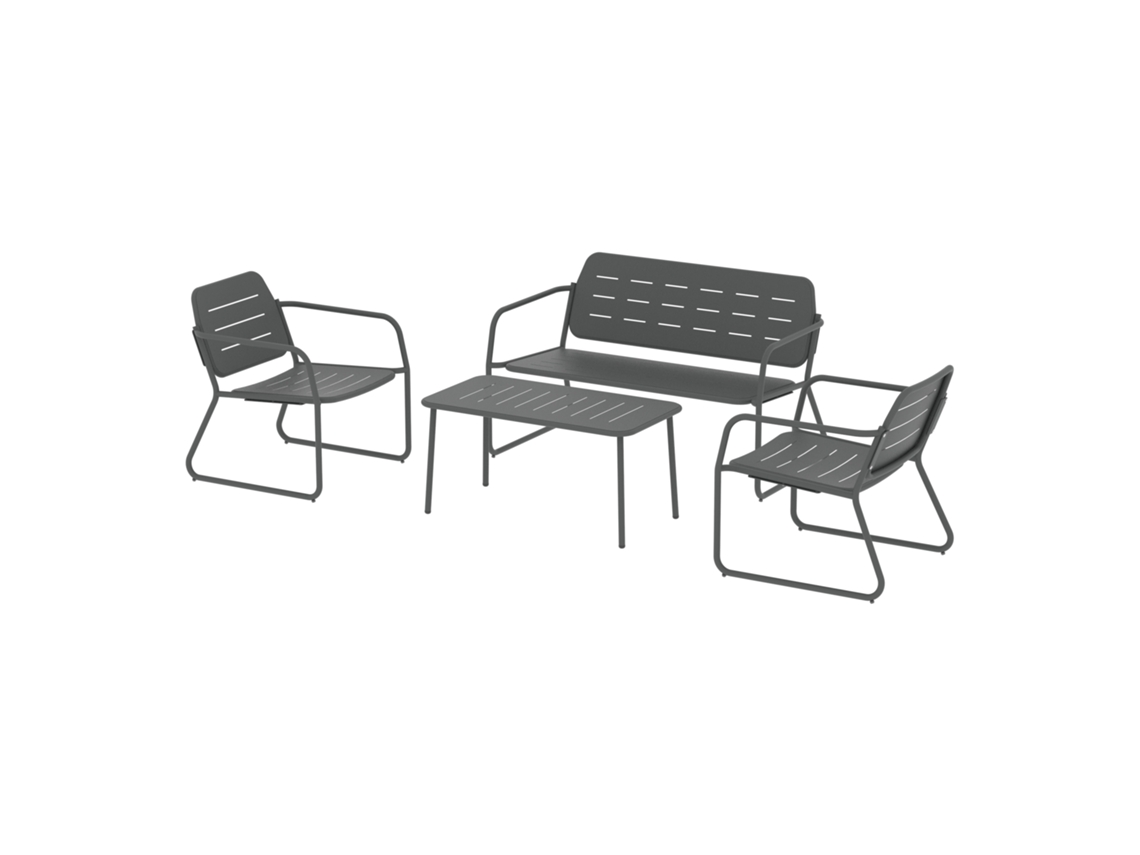 Conjunto De Mobiliário De Jardim Andria Aço 4 Peças Cinzento Antracite Casa.pro