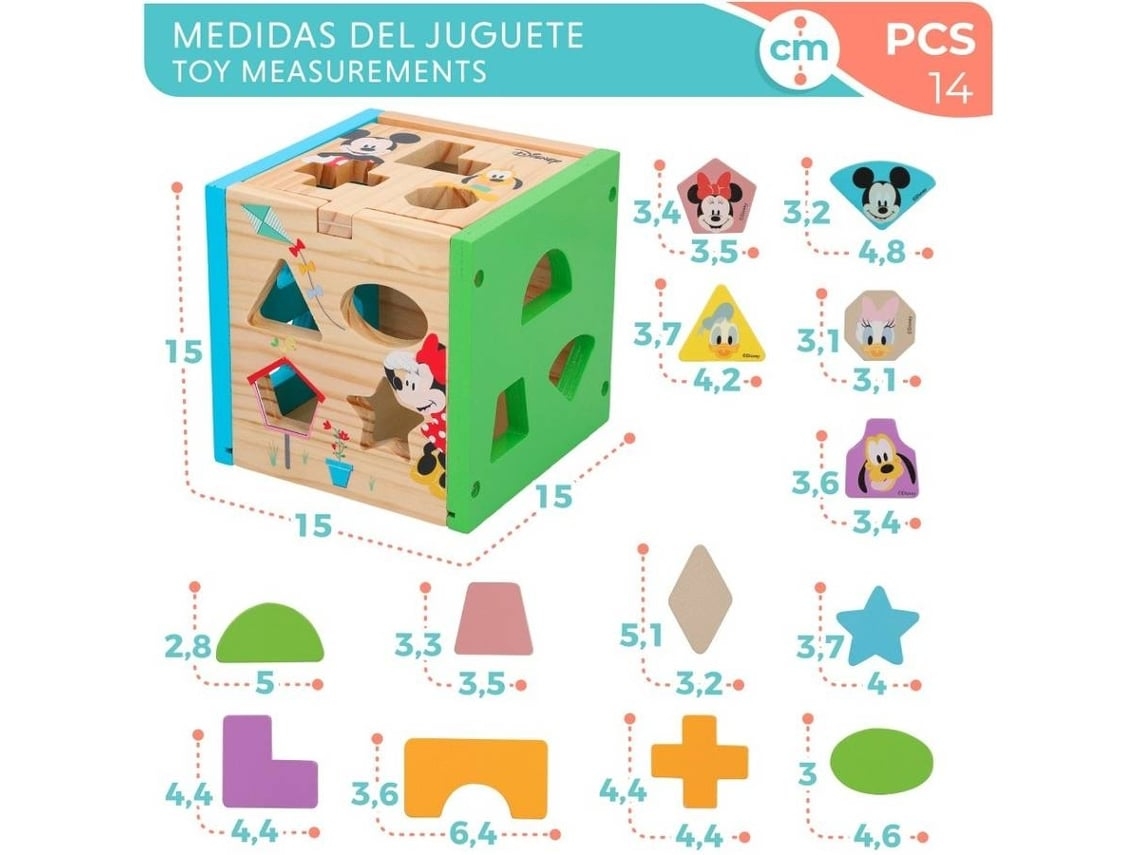 Jogo Didáticos WOOMAX Cubo 13 peças de encaixar de madeira disney