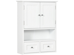Armário De Parede Mdf Cor Branco 50,8x17,8x66 Cm Kleankin