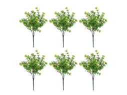 Laxiscreed Conjunto De 6 Flores Artificiais Verdes, Altura 32,5cm Com 5 Ramos Para Decoração