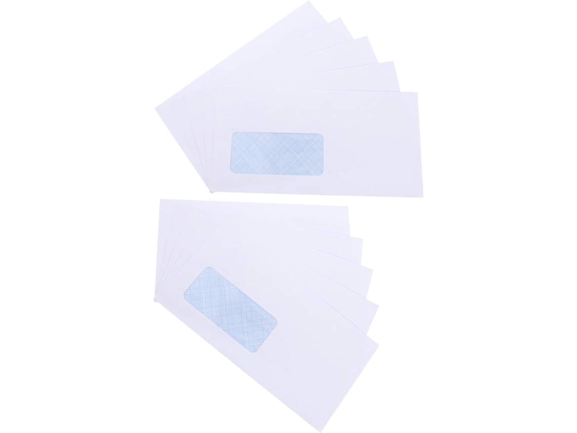 50 Envelopes Brancos De Papel Offset Com Janela À Esquerda E Fecho
