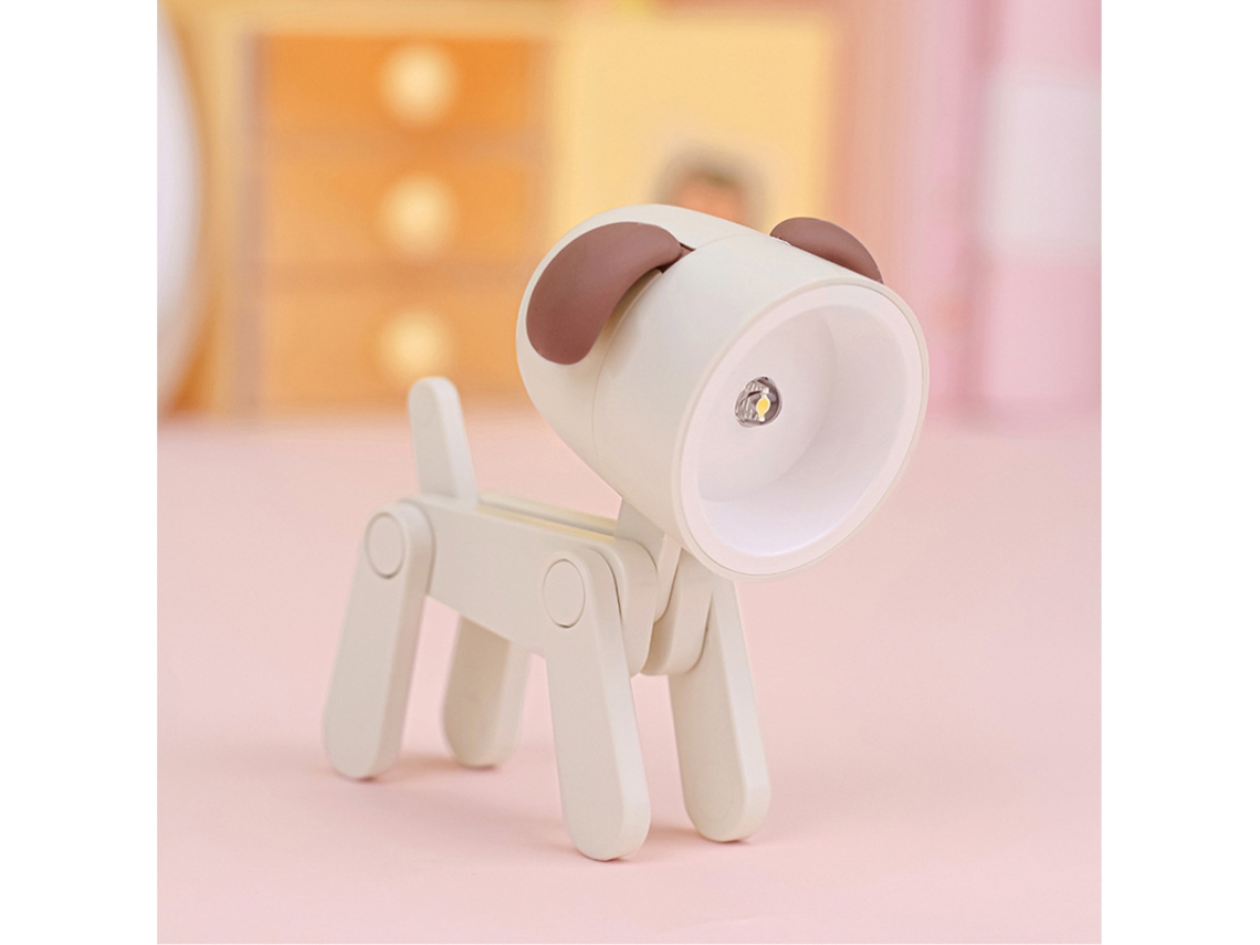 Mini luz noturna pet fofa kawaii led mesa ajustável decorativa bege cachorro S/MARCA