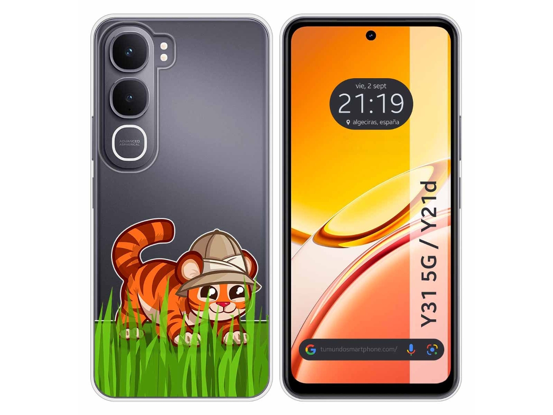 Capa Tumundosmartphone De Silicone Transparente Para Vivo Y31 5g / Y21d Com Estampa De Tigre Desenho Animado