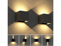 Rebe lâmpada de Parede Led Externa 12w Ip54 Ângulo Ajustável 0 120° 3000k Branco Quente 2 Unidades para Jardim, Sala de Estar, Corredor