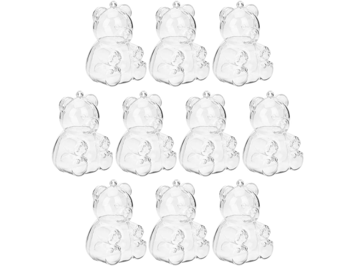 Galpada 10-caixas Transparentes, Material Ps Seguro, À Prova De Poeira, Design De Urso, Para Doces, Ideais Para Chás De