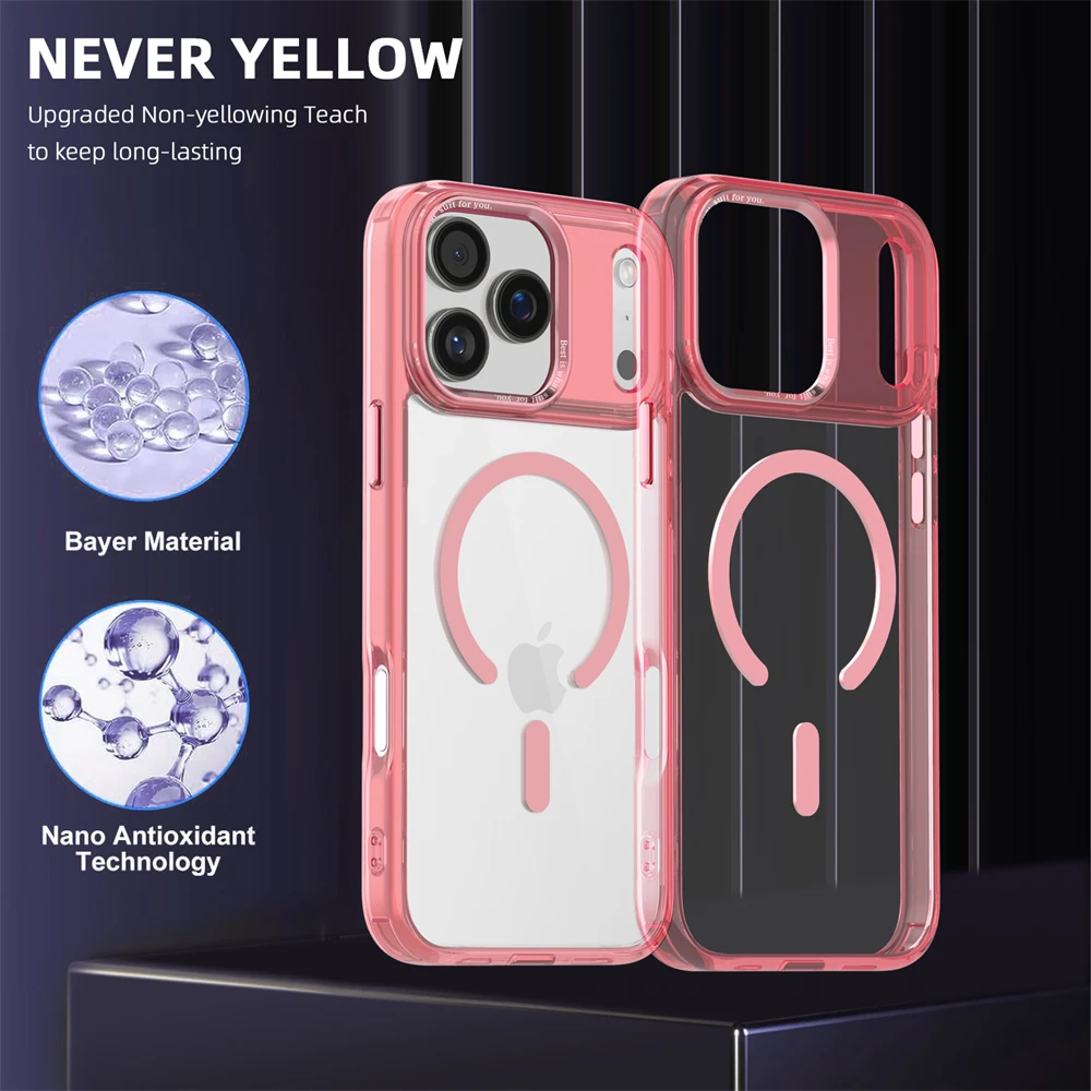(iphone 12, Rosa) Capa Magnética Para Iphone, Compatível Com Carregamento Sem Fio Magsafe.